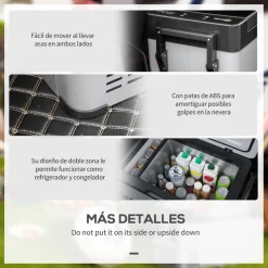 Outsunny Figuras De Acción*- Nevera congelador 40L Gris y Negro