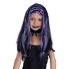RUBIE'S Disfraces|Halloween*Peluca brujita negra con mechas lilas