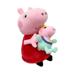 BANDAI Coleccionables Y Mini Mundos*Peppa Pig - Peluche Peppa con bebé 25 cm