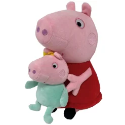 BANDAI Coleccionables Y Mini Mundos*Peppa Pig - Peluche Peppa con bebé 25 cm