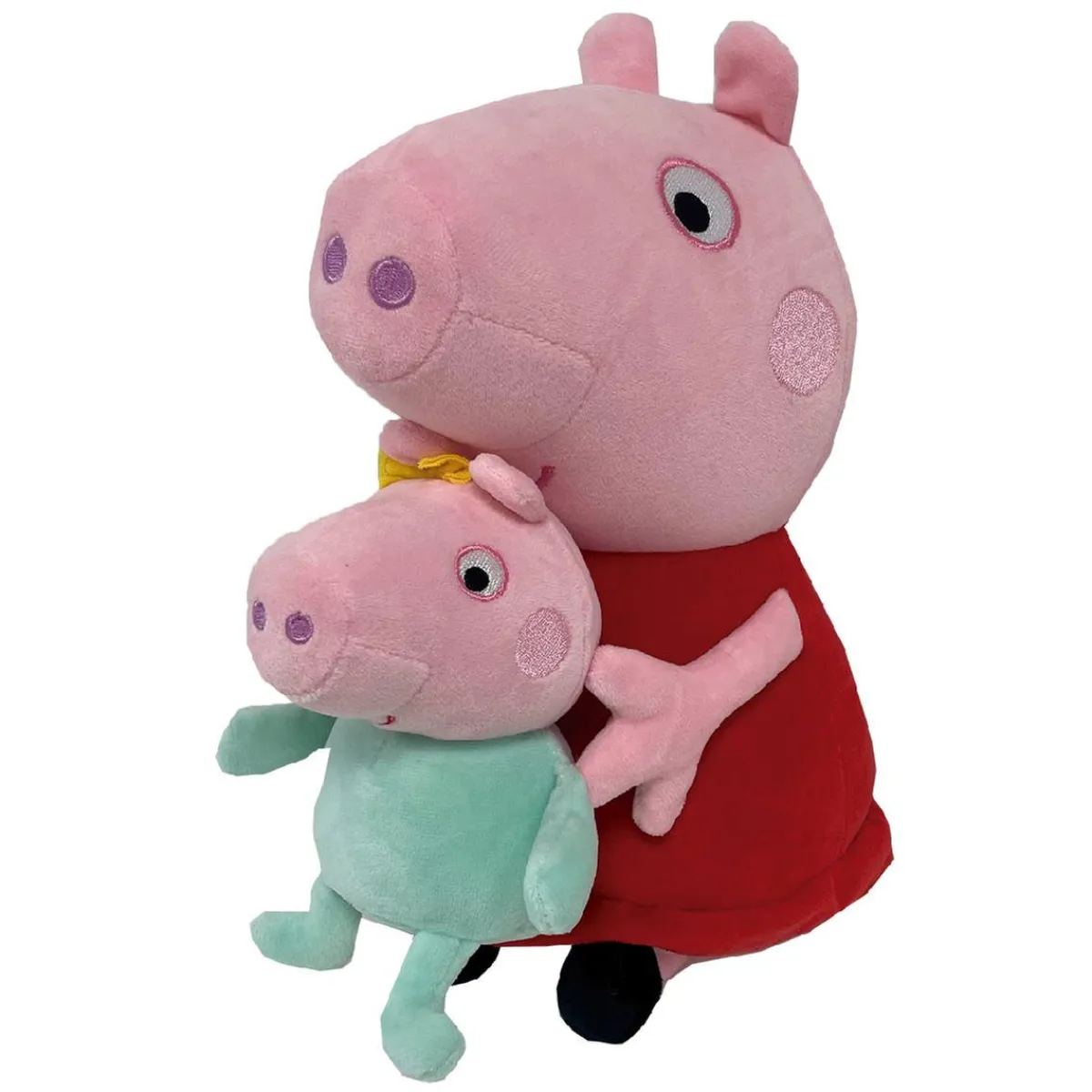 BANDAI Coleccionables Y Mini Mundos*Peppa Pig - Peluche Peppa con bebé 25 cm