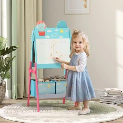 AIYAPLAY Arte Y Manualidades*Pizarra 2 en 1 con cajas de tela Azul