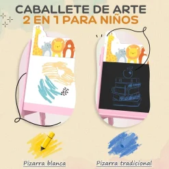 AIYAPLAY Arte Y Manualidades*Pizarra 2 en 1 con cajas de tela Rosa
