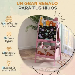 AIYAPLAY Arte Y Manualidades*Pizarra 2 en 1 con cajas de tela Rosa