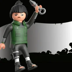 PLAYMOBIL Juguetes De Construcción*- Figura de Shikamaru con chaleco verde, pantalón y botas negras y Kunai ㅤ