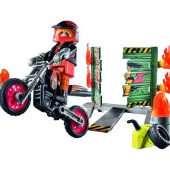 PLAYMOBIL Juguetes De Construcción*- Pack inicial Stunt Show: Moto y pared de fuego ㅤ