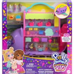 MATTEL Coleccionables Y Mini Mundos*Polly Pocket - Estuche de juego muñeca avión gatito