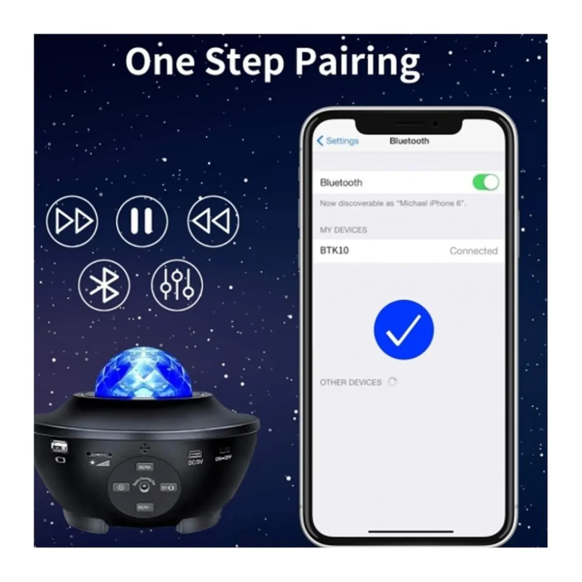 KLACK EUROPE Figuras De Acción*Proyector de estrellas con altavoz y bluetooth