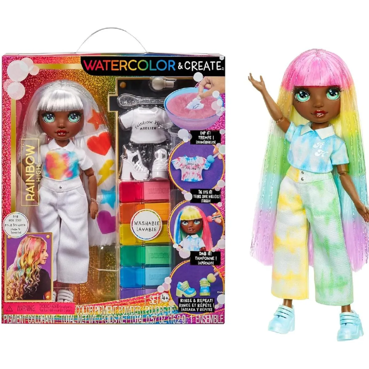 RAIMBOW HIGH Muñecas*Rainbow High - Watercolor & Create DIY - Muñeca ojos verdes