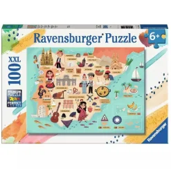 RAVENSBURGER IBÉRICA Juegos Y Puzzles*Ravensburger - Mapa de España y Portugal - Puzzle 100 piezas XXL