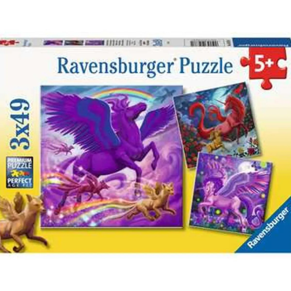 RAVENSBURGER IBÉRICA Juegos Y Puzzles*Ravensburger - Puzzle Criaturas mitológicas, colección 3x49 piezas, fantasía ㅤ