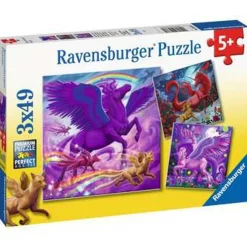 RAVENSBURGER IBÉRICA Juegos Y Puzzles*Ravensburger - Puzzle Criaturas mitológicas, colección 3x49 piezas, fantasía ㅤ