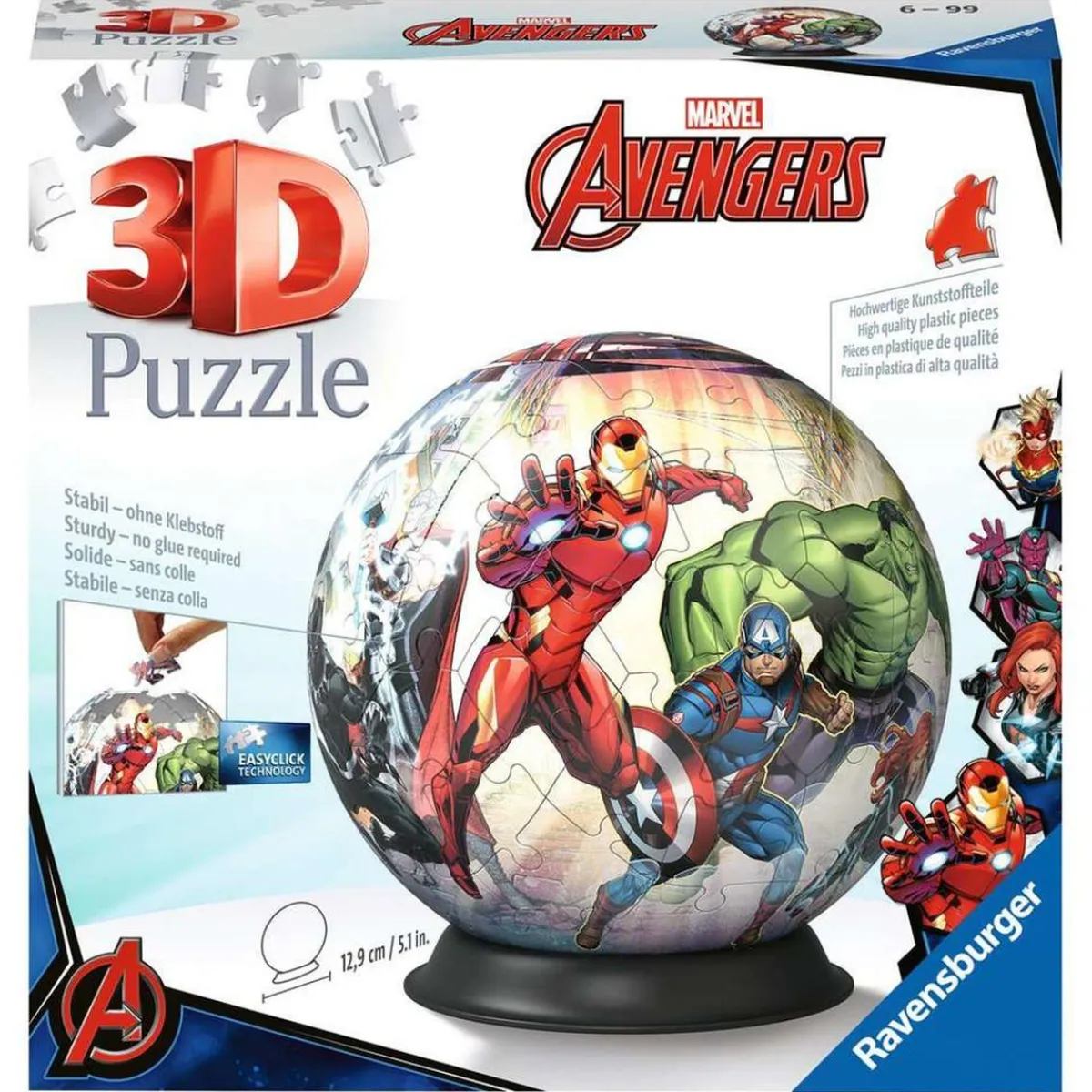 DICKIE TOYS Juegos Y Puzzles*Ravensburger - Puzzle 3D Ball Avengers, 72 piezas ㅤ