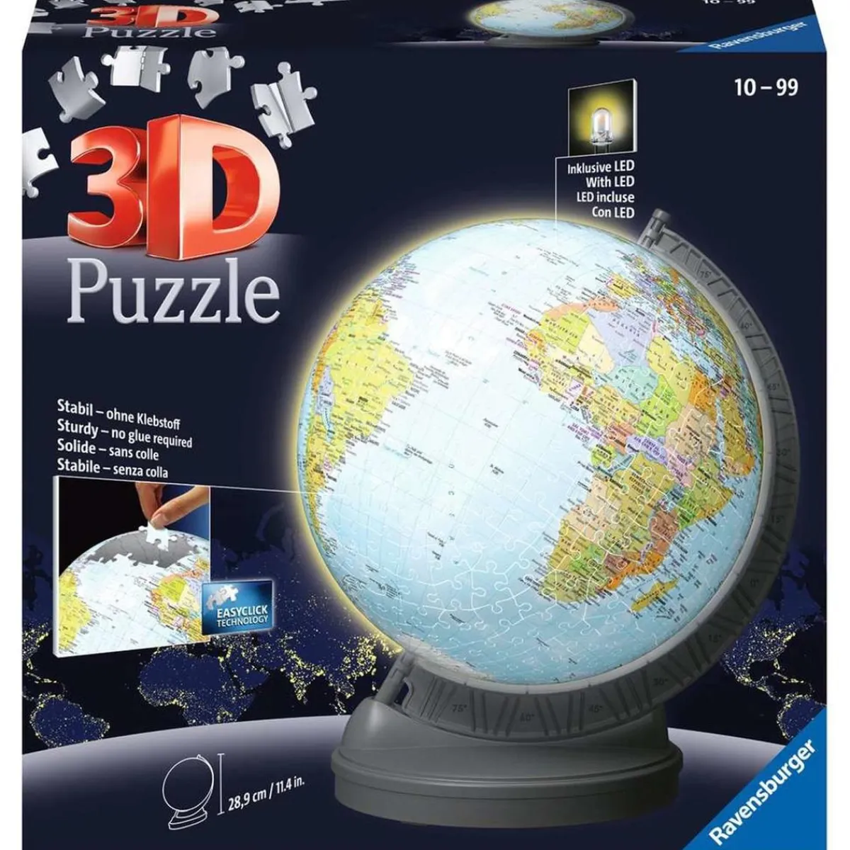 MONDO Juegos Y Puzzles*Ravensburger - Puzzle 3D Globo Night Edition 540 Piezas ㅤ