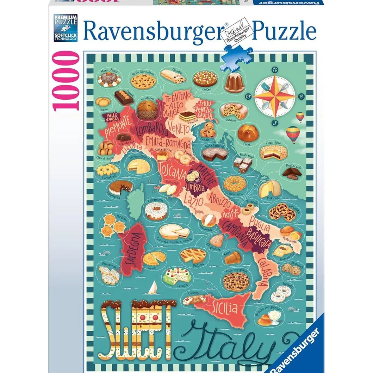 RAVENSBURGER IBÉRICA Juegos Y Puzzles*Ravensburger - Puzzle mapa de Italia dulce 1000 piezas ㅤ