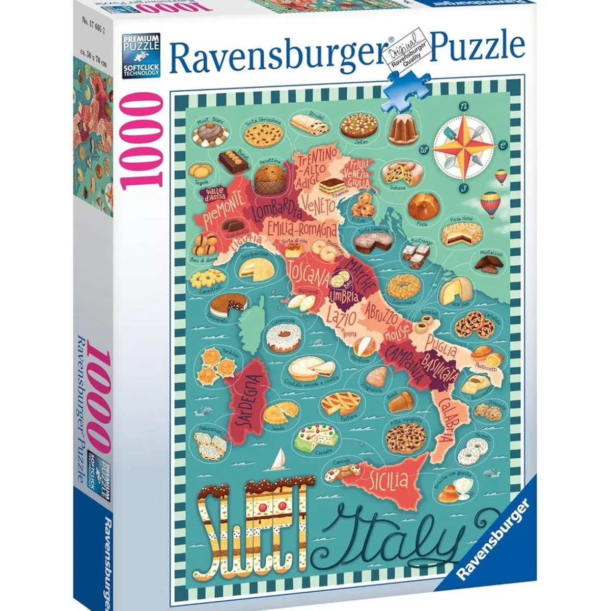 RAVENSBURGER IBÉRICA Juegos Y Puzzles*Ravensburger - Puzzle mapa de Italia dulce 1000 piezas ㅤ