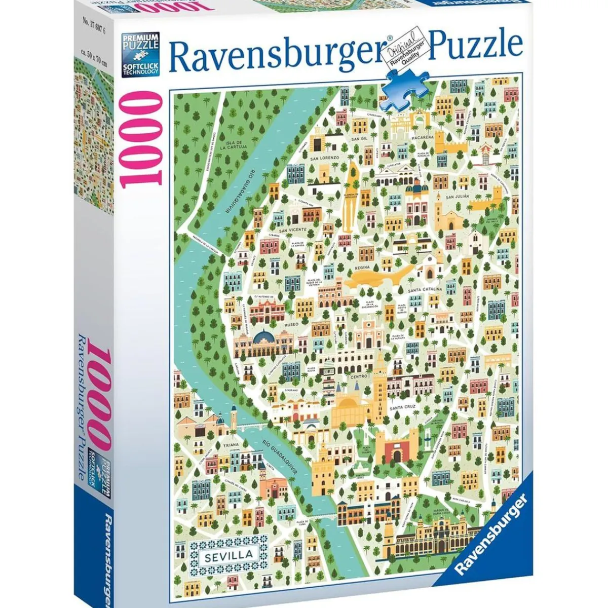 RAVENSBURGER IBÉRICA Juegos Y Puzzles*Ravensburger - Puzzle Mapa Sevilla, 1000 Piezas ㅤ