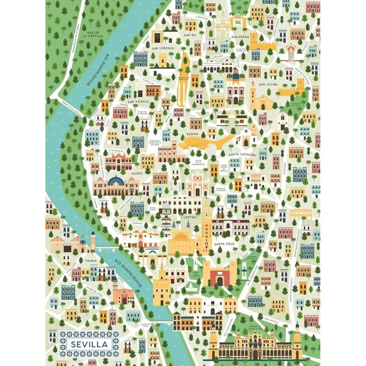 RAVENSBURGER IBÉRICA Juegos Y Puzzles*Ravensburger - Puzzle Mapa Sevilla, 1000 Piezas ㅤ