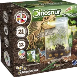 SCIENTIFIC TOYS Steam*Science4you - Kit de terrario con juguetes de dinosaurios y pegatinas jurásicas ㅤ
