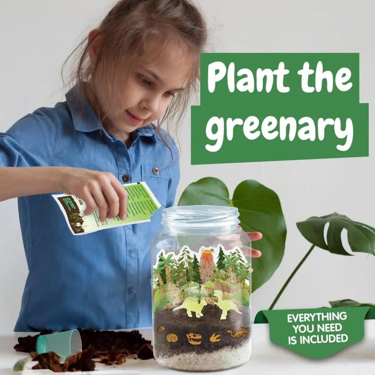 SCIENTIFIC TOYS Steam*Science4you - Kit de terrario con juguetes de dinosaurios y pegatinas jurásicas ㅤ