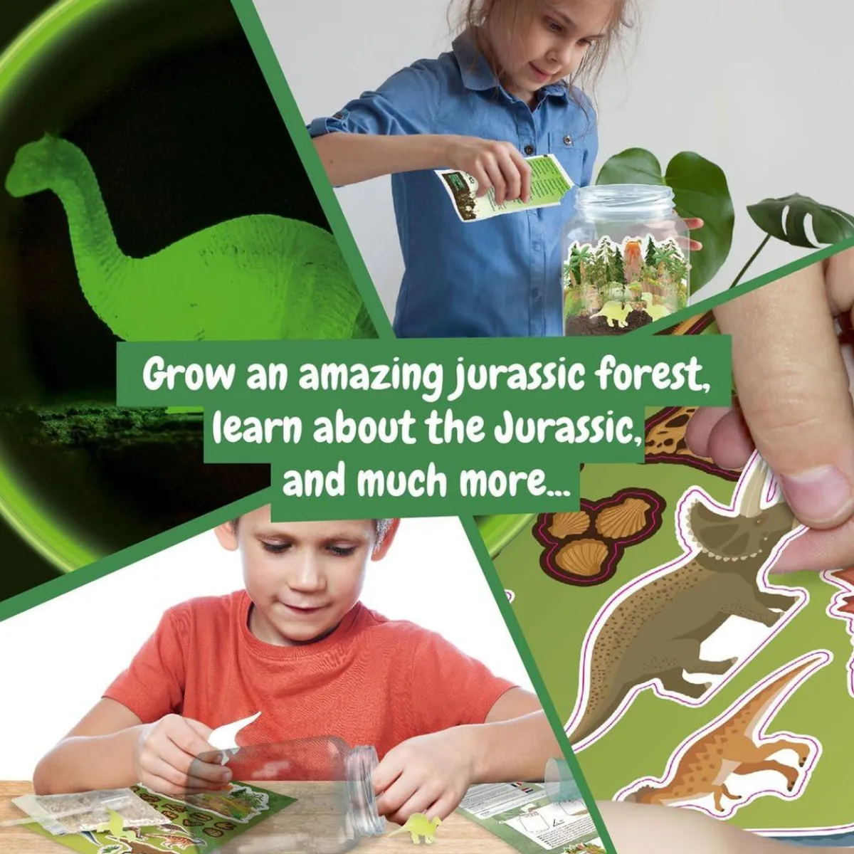 SCIENTIFIC TOYS Steam*Science4you - Kit de terrario con juguetes de dinosaurios y pegatinas jurásicas ㅤ