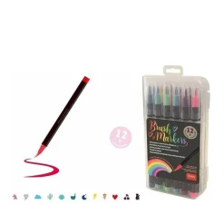 TOYS "R" US Estilo De Vida*Set de 12 rotuladores con punta de pincel, fibra de nailon y trazos variables ㅤ