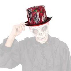 RUBIE'S Disfraces|Halloween*Sombrero de Copa Calaveras y Rosas con Luz