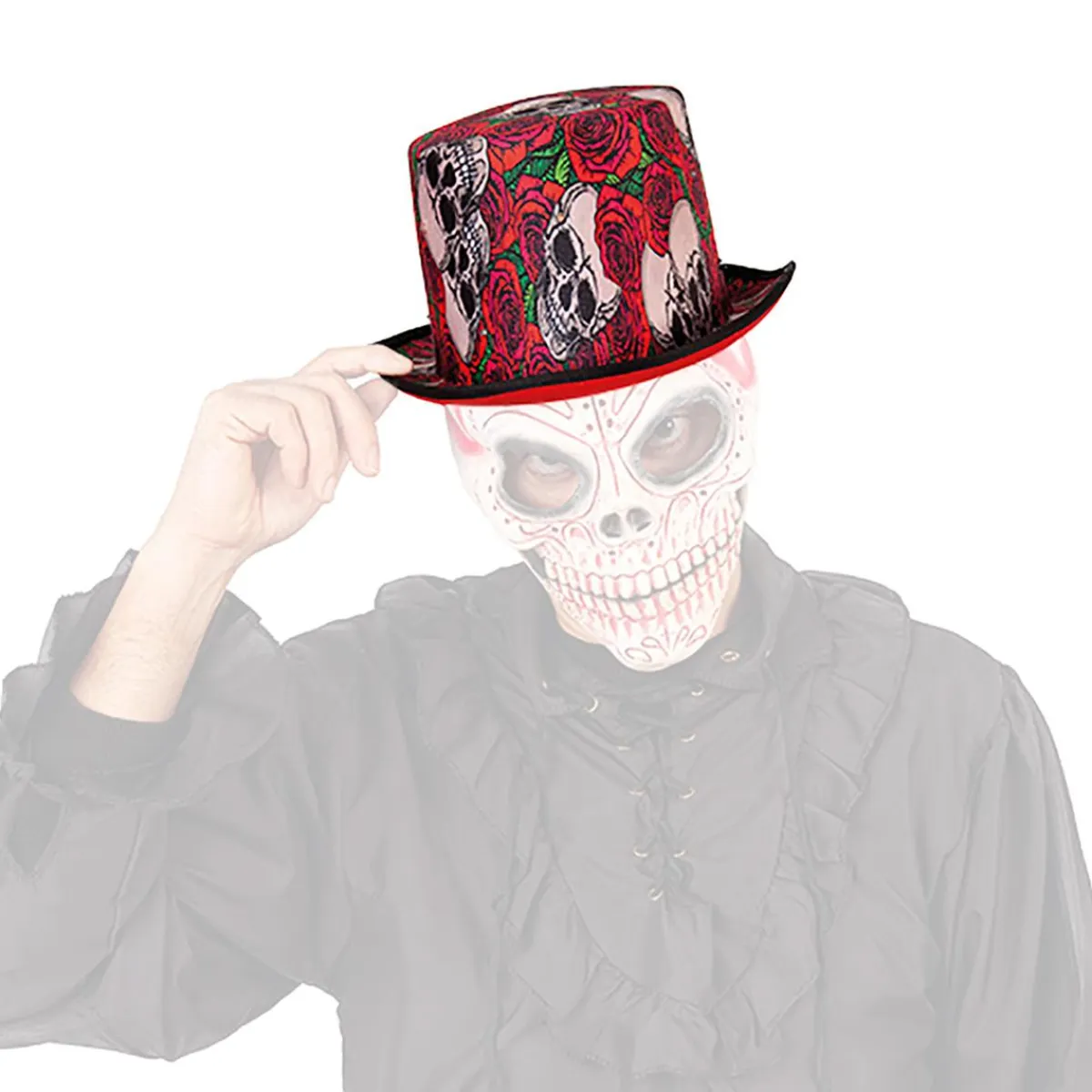 RUBIE'S Disfraces|Halloween*Sombrero de Copa Calaveras y Rosas con Luz