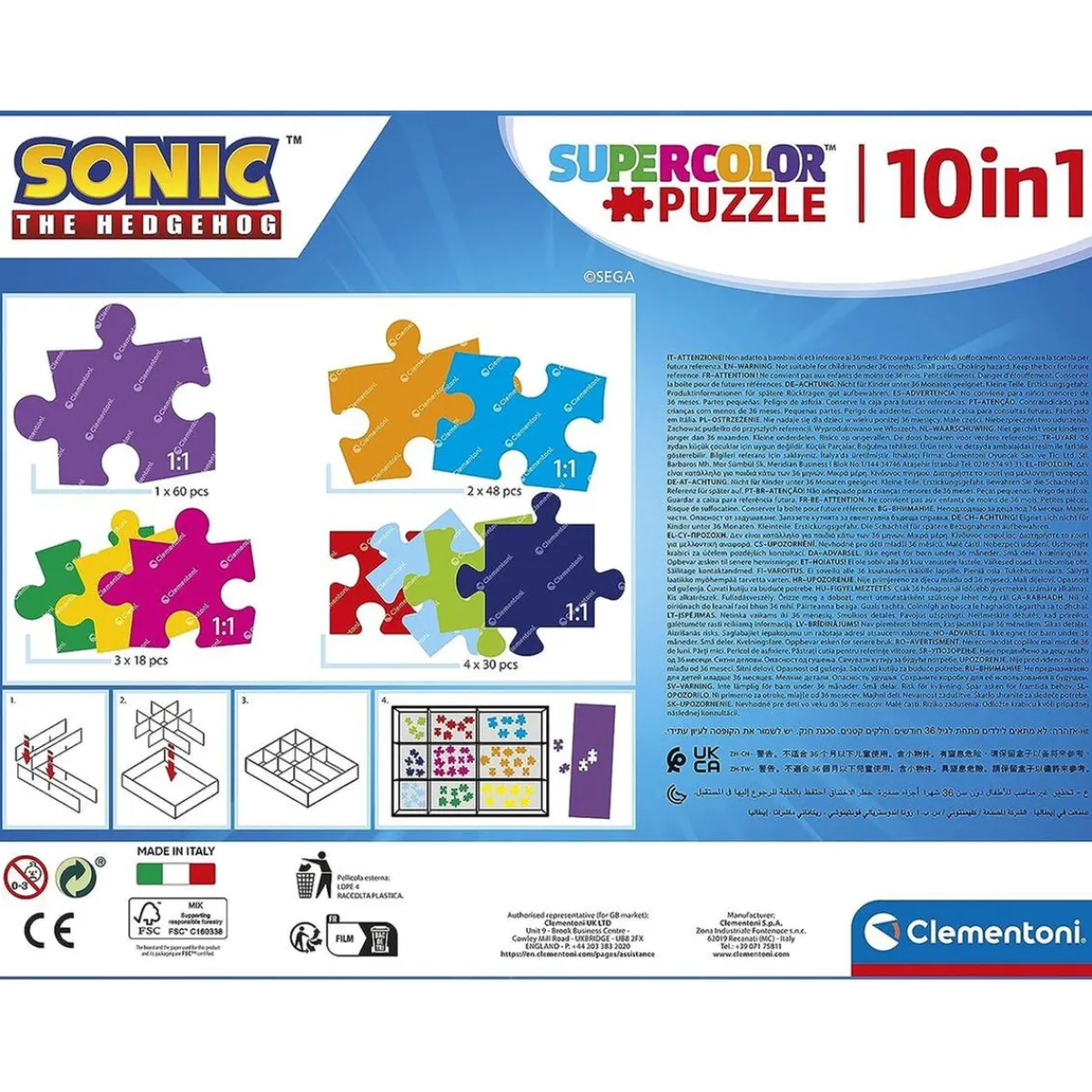 CLEMENTONI Juegos Y Puzzles*Sonic - Puzzles 10 en 1 Supercolor