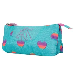 TOTTO Material Escolar*- Estuche escolar 3 compartimentos Tablero multicolro corazones
