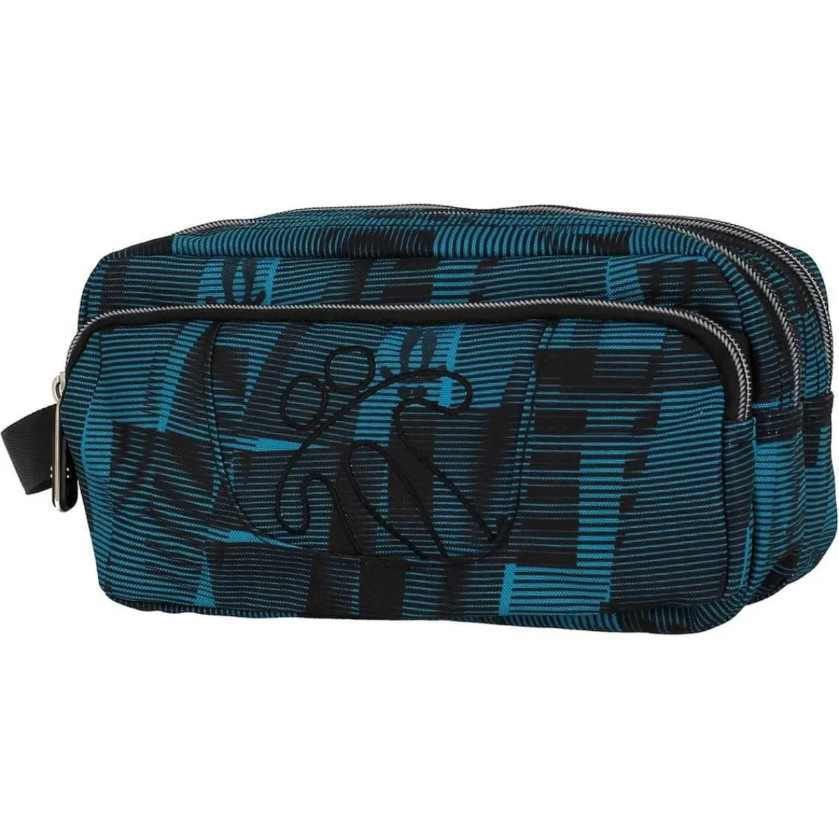 TOTTO Material Escolar*- Estuche escolar 3 compartimentos - Azul y negro