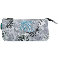 TOTTO Material Escolar*- Estuche escolar 3 compartimentos Tablero Newspaper