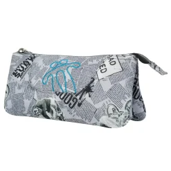 TOTTO Material Escolar*- Estuche escolar 3 compartimentos Tablero Newspaper