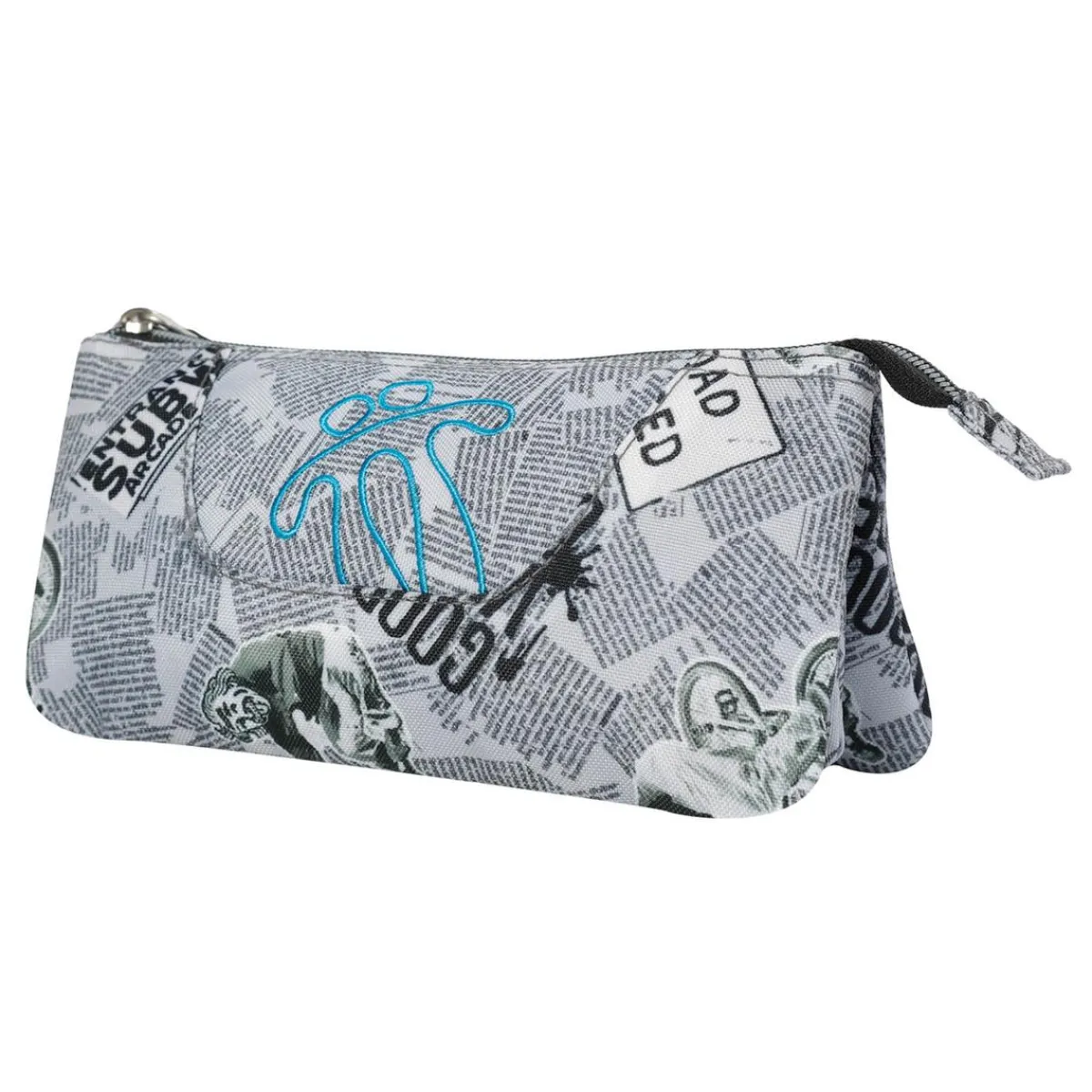 TOTTO Material Escolar*- Estuche escolar 3 compartimentos Tablero Newspaper