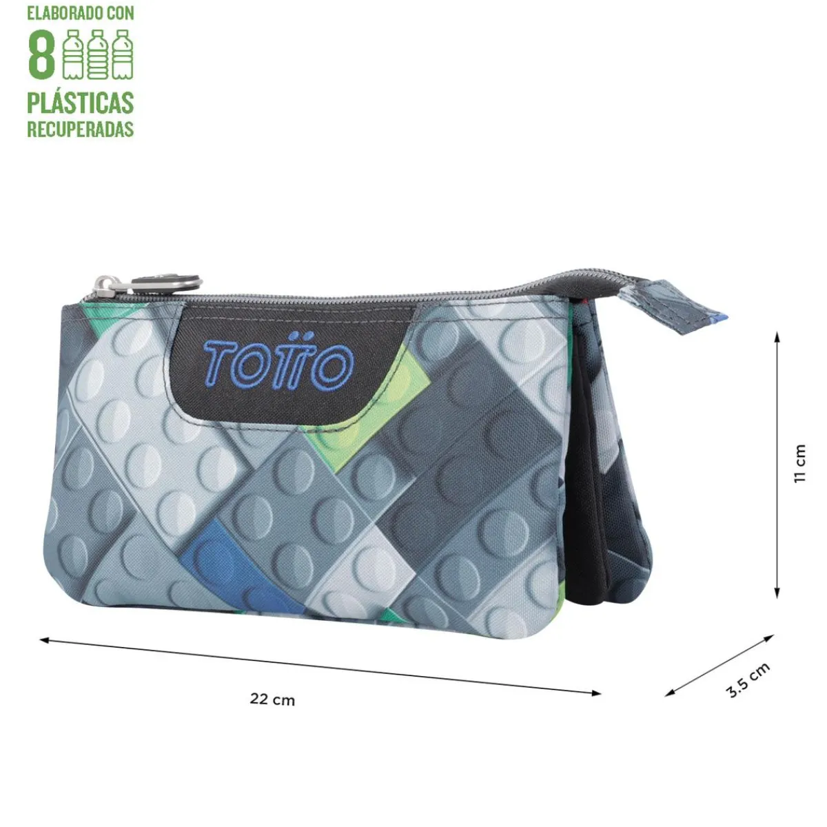 TOTTO Material Escolar*- Estuche escolar bloques Tablero