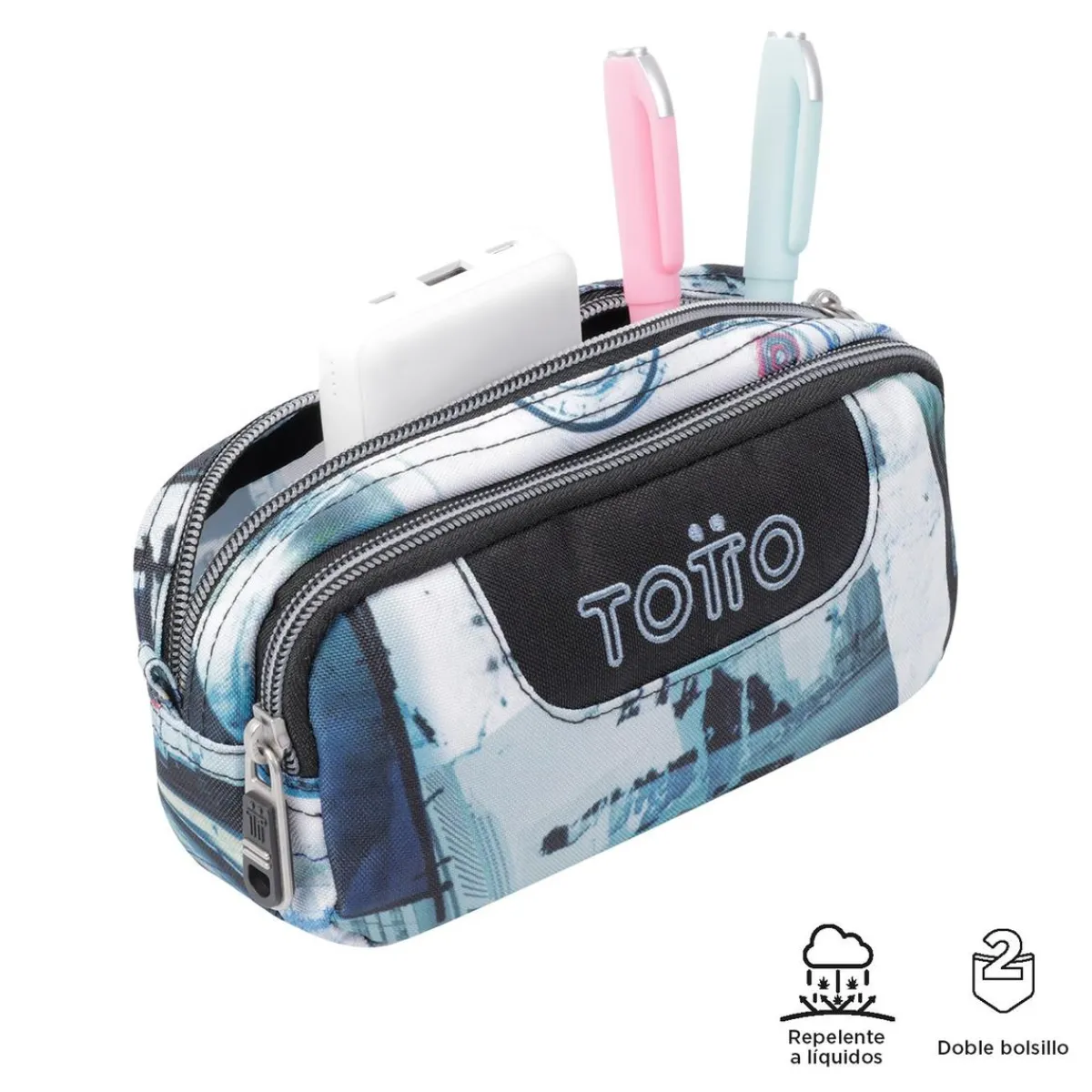 TOTTO Material Escolar*- Estuche escolar dos compartimentos postales y casetes Sobre