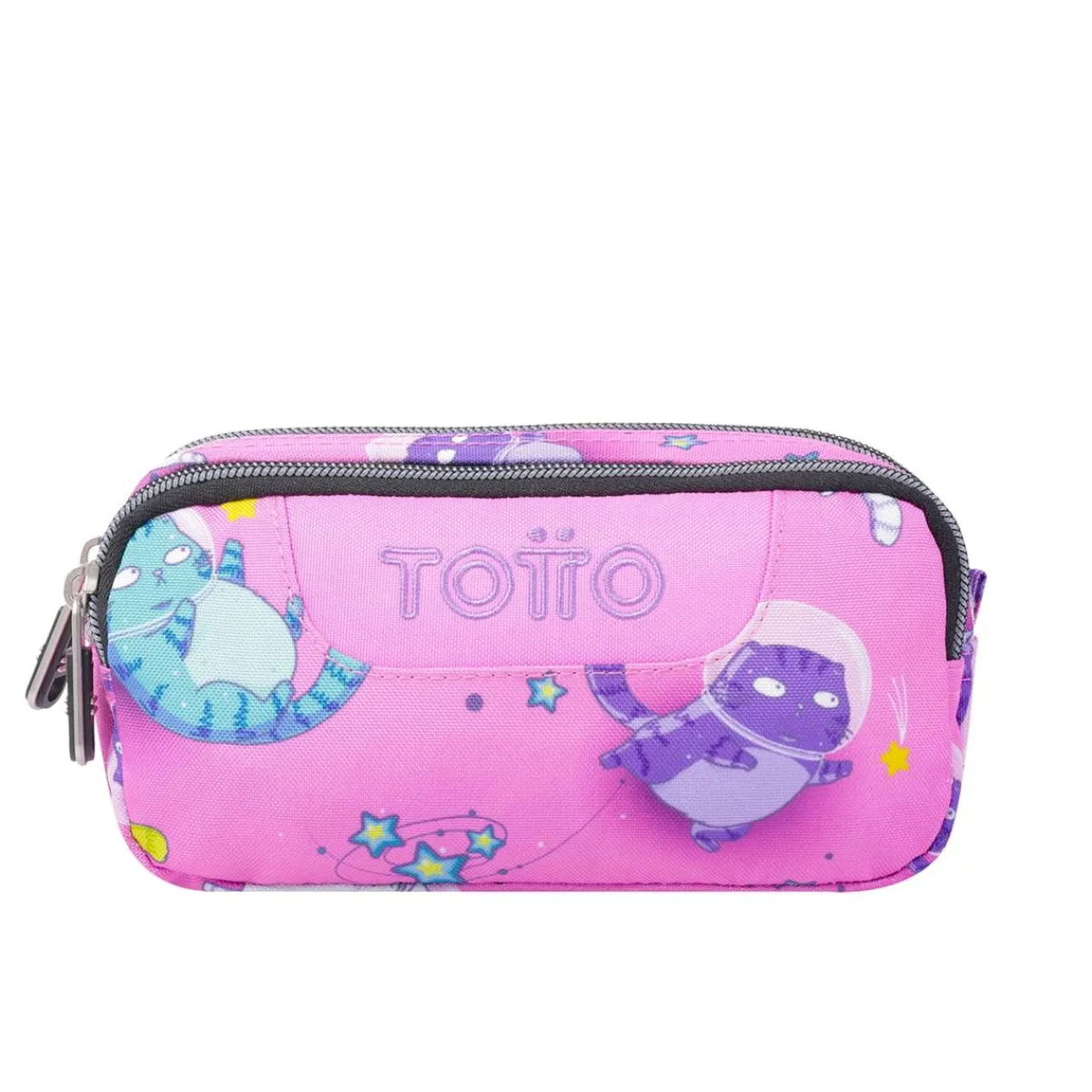 TOTTO Material Escolar*- Estuche escolar dos compartimentos gatos astronautas Sobre