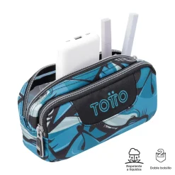 TOTTO Material Escolar*- Estuche escolar dos compartimentos tiburones Sobre