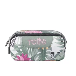 TOTTO Material Escolar*- Estuche escolar dos compartimentos tropical cebras Sobre