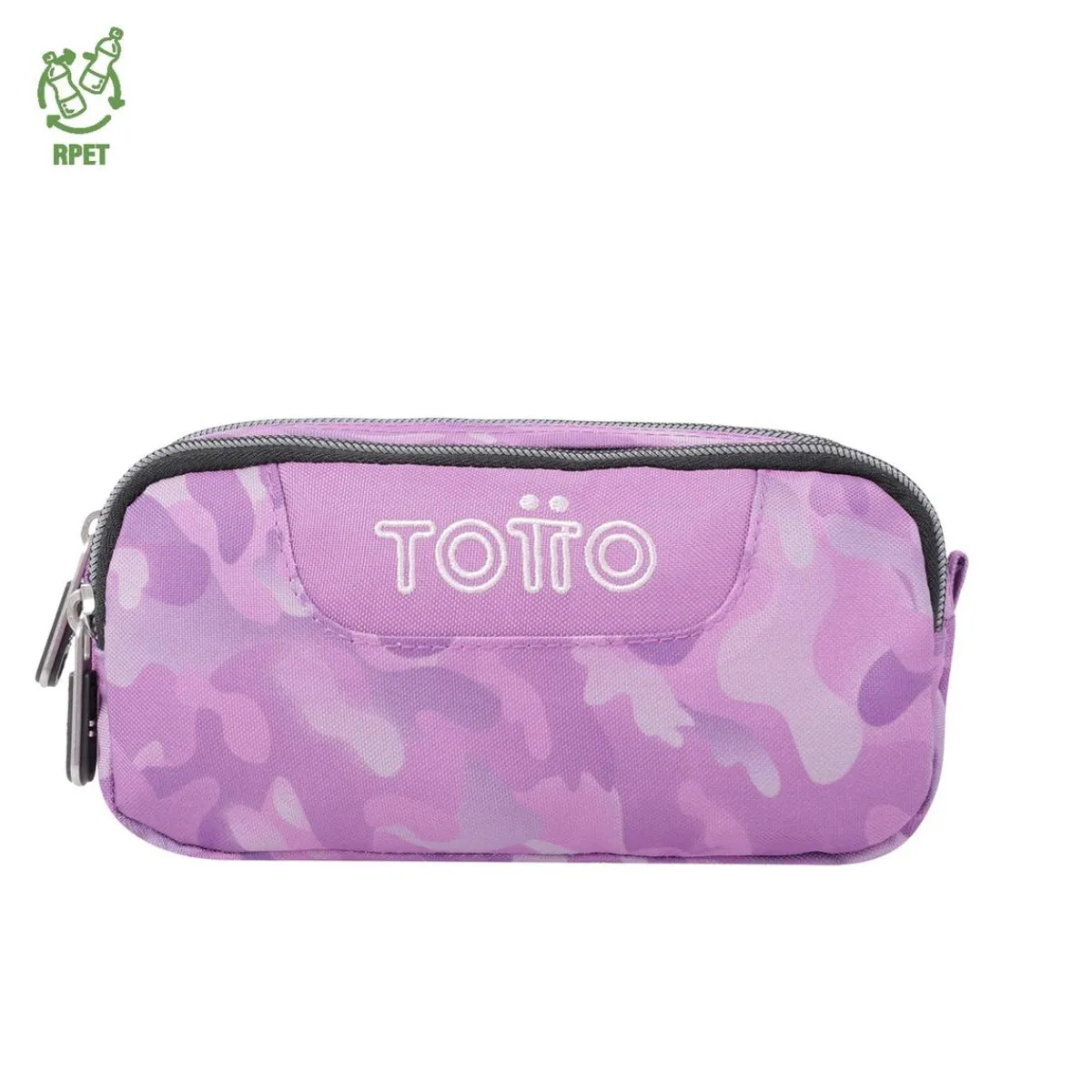 TOTTO Material Escolar*- Estuche escolar dos compartimentos camuflaje rosa Sobre