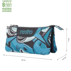 TOTTO Material Escolar*- Estuche escolar tiburones Tablero