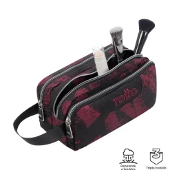 TOTTO Material Escolar*- Estuche escolar tres compartimentos tiza roja Agapec