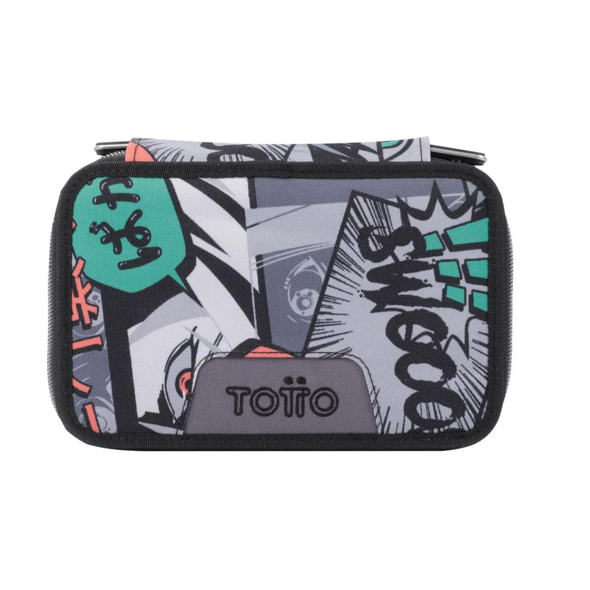 TOTTO Material Escolar*- Estuche escolar tres compartimentos manga Pluma