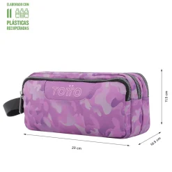 TOTTO Material Escolar*- Estuche escolar tres compartimentos camuflaje rosa Agapec