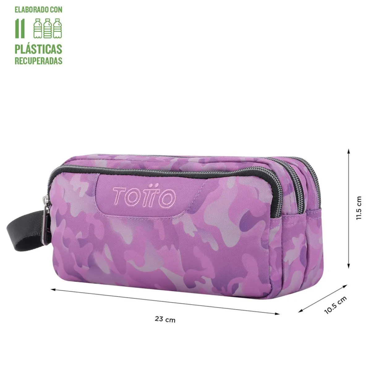 TOTTO Material Escolar*- Estuche escolar tres compartimentos camuflaje rosa Agapec