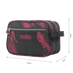 TOTTO Material Escolar*- Estuche escolar tres compartimentos tiza roja Plastilina