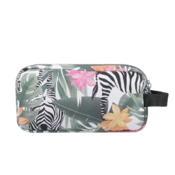 TOTTO Material Escolar*- Estuche escolar tres compartimentos tropical cebras Agapec