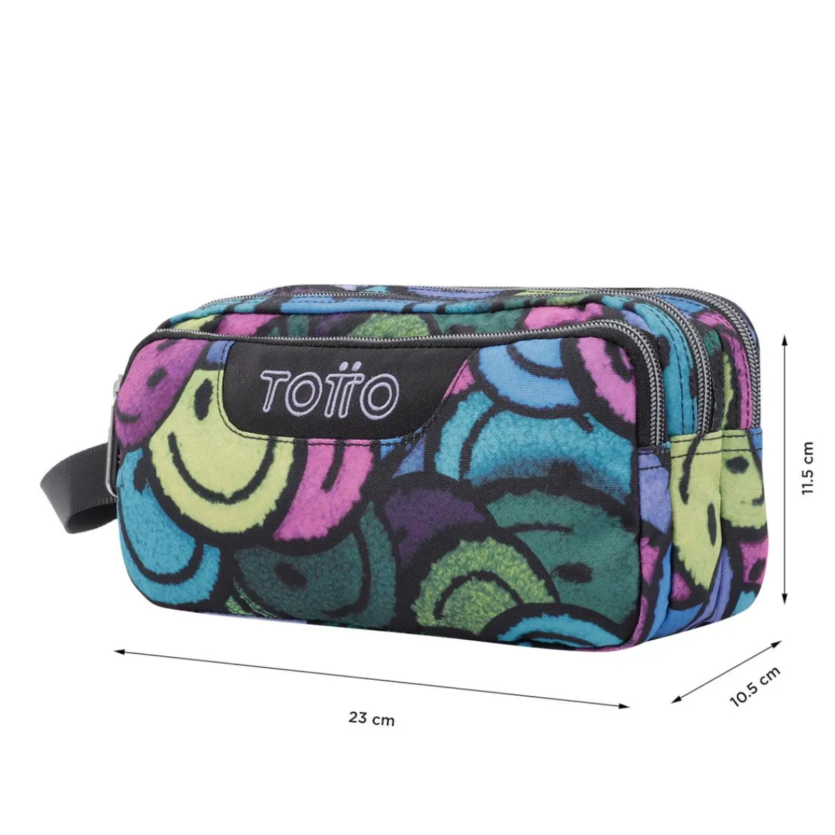 TOTTO Material Escolar*- Estuche escolar tres compartimentos emojis Agapec