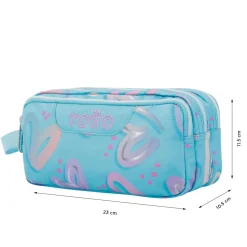 TOTTO Material Escolar*- Estuche escolar tres compartimentos corazones pintados Agapec