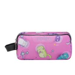 TOTTO Material Escolar*- Estuche escolar tres compartimentos gatos astronautas Agapec